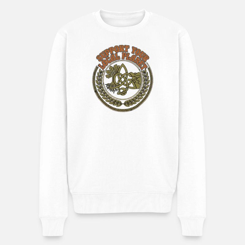 Support Your Local Planet - Männer Premium Bio Pullover - Weiß