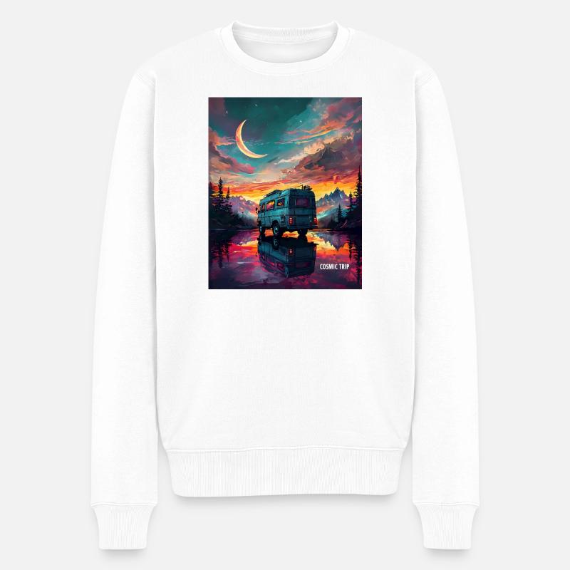COSMIC TRIP – Surreale Van-Life-Architekturkunst - Männer Premium Bio Pullover - Weiß