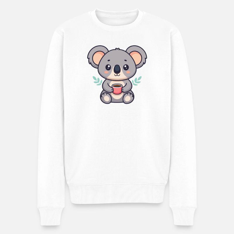 Koala-Süßkaffee - Männer Premium Bio Pullover - Weiß