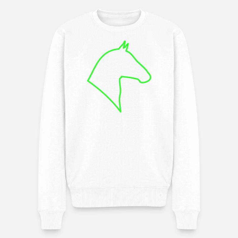 Pferd Umriss in Grün - Männer Premium Bio Pullover - Weiß