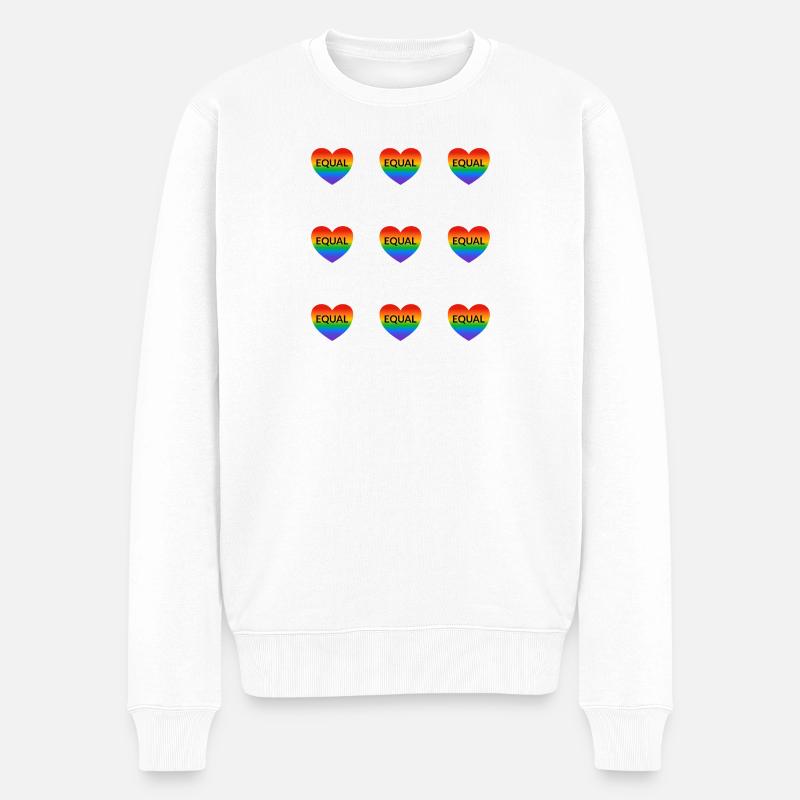 Fierté LGBT Rainbow Equal Heart - Pull Premium bio Homme - blanc