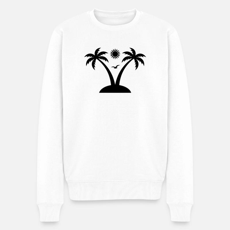 Tropeninsel-Aufkleber – Palmen- und Sonnendesign - Männer Premium Bio Pullover - Weiß