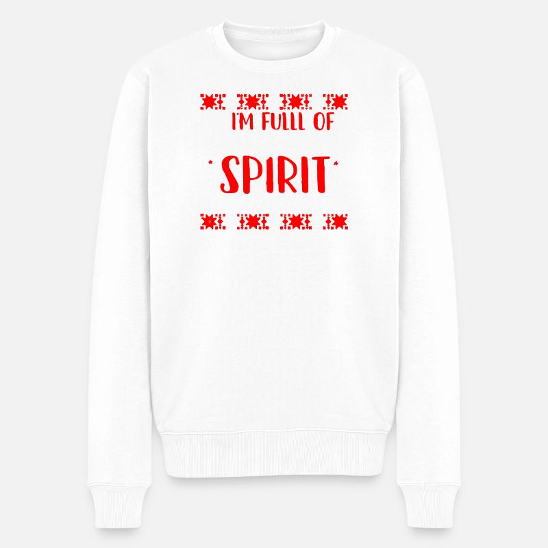 Voll mit Weihnachtsgeist-Vodka-Tee - Männer Premium Bio Pullover - Weiß