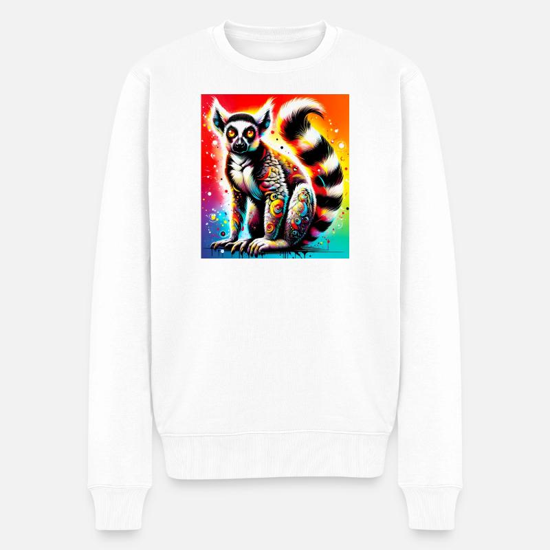 Lemur - Männer Premium Bio Pullover - Weiß