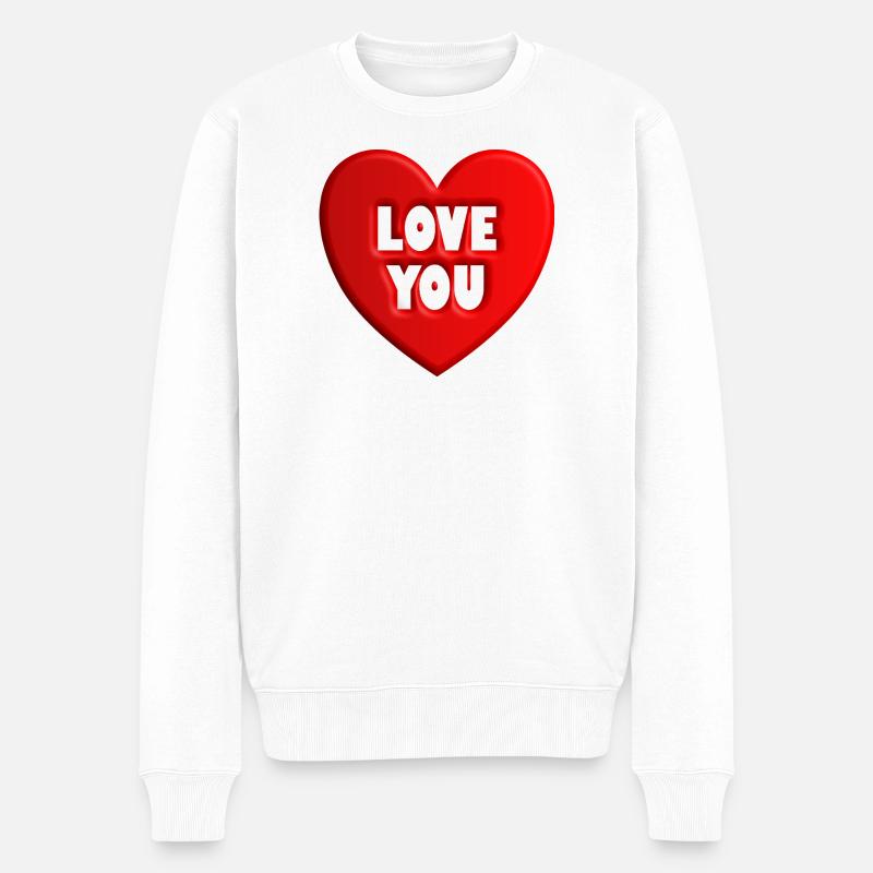Herz love you - Männer Premium Bio Pullover - Weiß