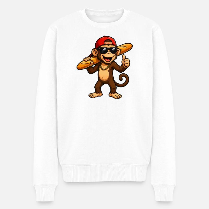 Singe-Baguette-Cool - Pull Premium bio Homme - blanc