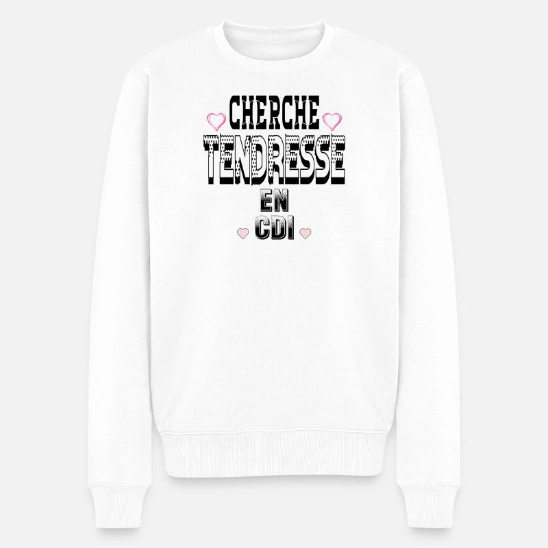 Cherche Tendresse en CDI - Pull Premium bio Homme - blanc