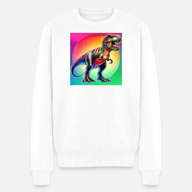 Dinosaurier - Männer Premium Bio Pullover - Weiß
