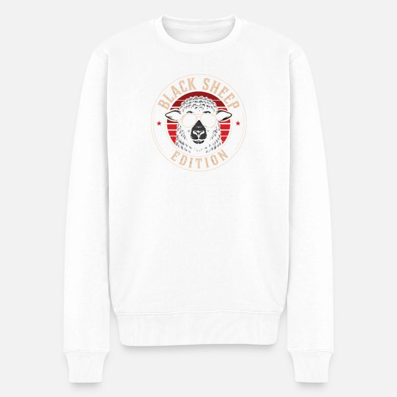 Black Sheep Edition Retro Logo Tee - Männer Premium Bio Pullover - Weiß
