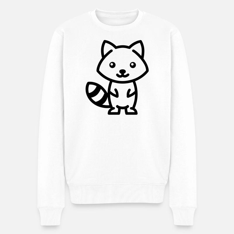 Waschbär - Männer Premium Bio Pullover - Weiß