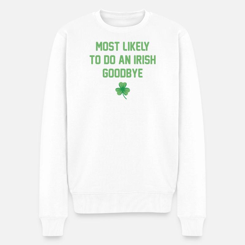 Irischer Goodbye Shamrock Tee - Männer Premium Bio Pullover - Weiß