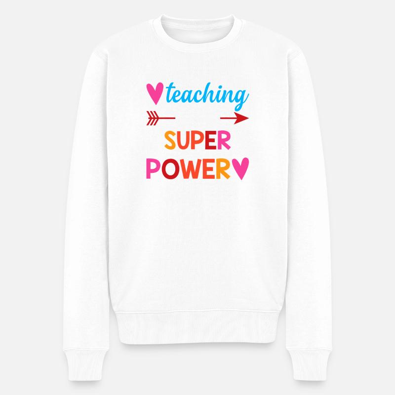 Unterrichten ist meine Superkraft - Männer Premium Bio Pullover - Weiß