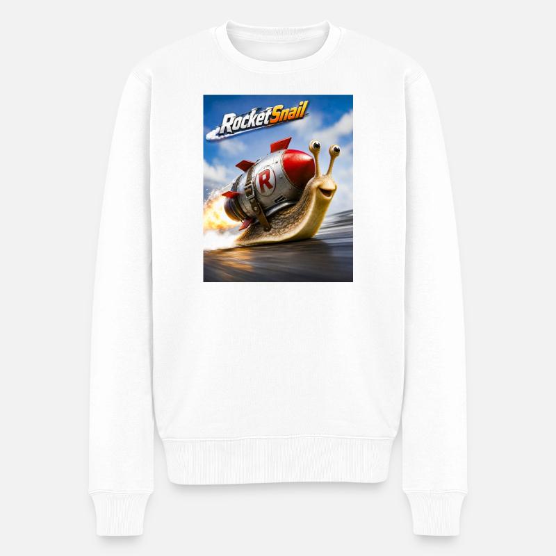 Aventure Rapide Spatiale Escargot Fusée - Pull Premium bio Homme - blanc