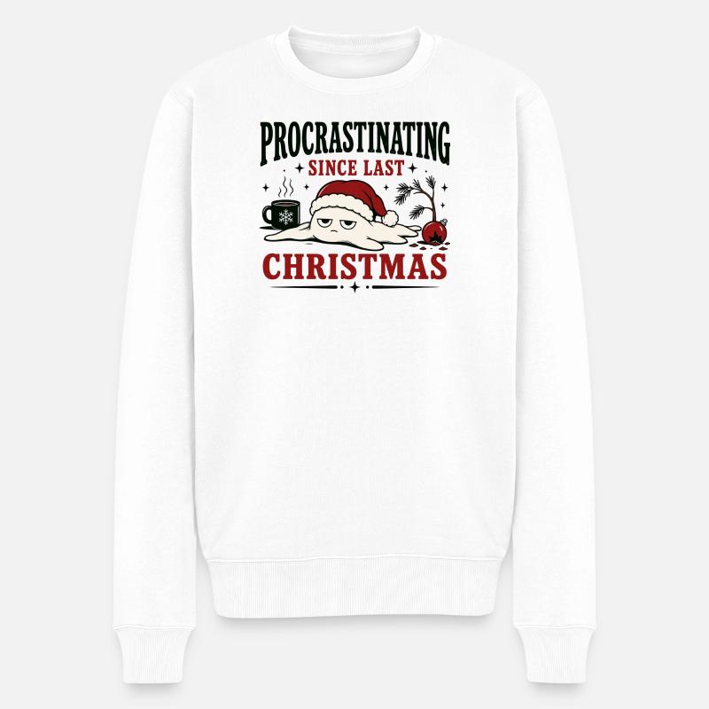 Procrastination depuis Noël dernier - Pull Premium bio Homme - blanc