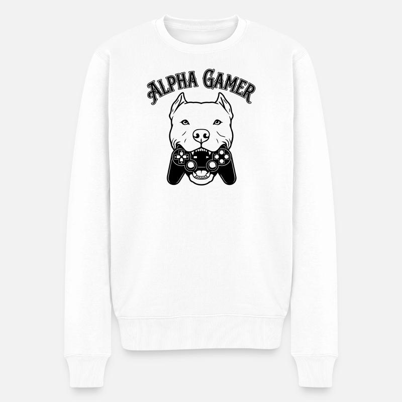 Alpha Gamer - Männer Premium Bio Pullover - Weiß