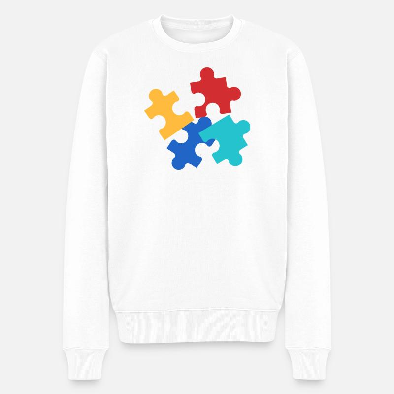 Bunte Puzzleteile Collage - Männer Premium Bio Pullover - Weiß