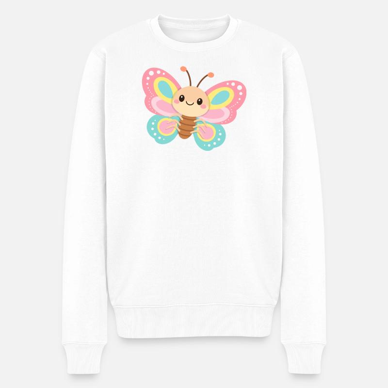 Pastellschmetterling - Männer Premium Bio Pullover - Weiß