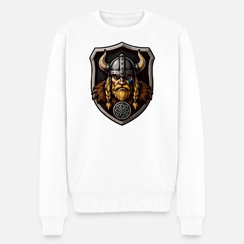 Guerrier viking avec bouclier - Pull Premium bio Homme - blanc