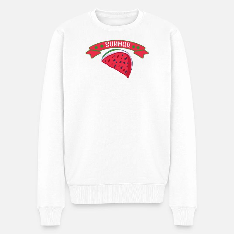 Wassermelone Sommer - Männer Premium Bio Pullover - Weiß