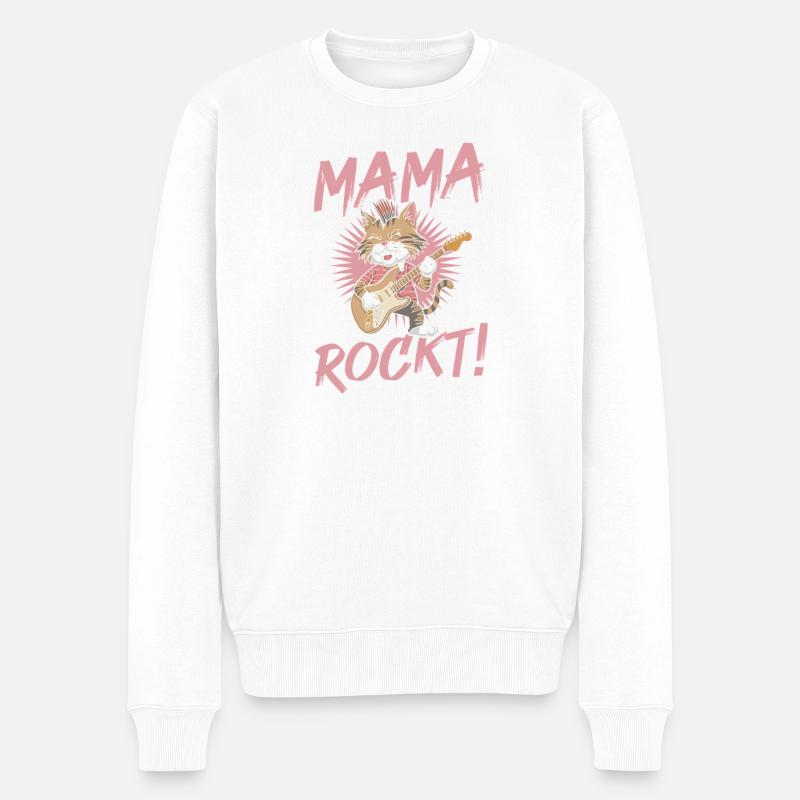 Maman Chat Maman Rocker Cool - Pull Premium bio Homme - blanc