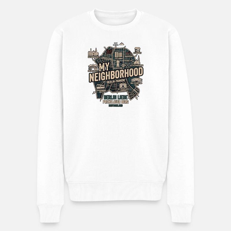 Berlin Prenzlauer Berg - Männer Premium Bio Pullover - Weiß