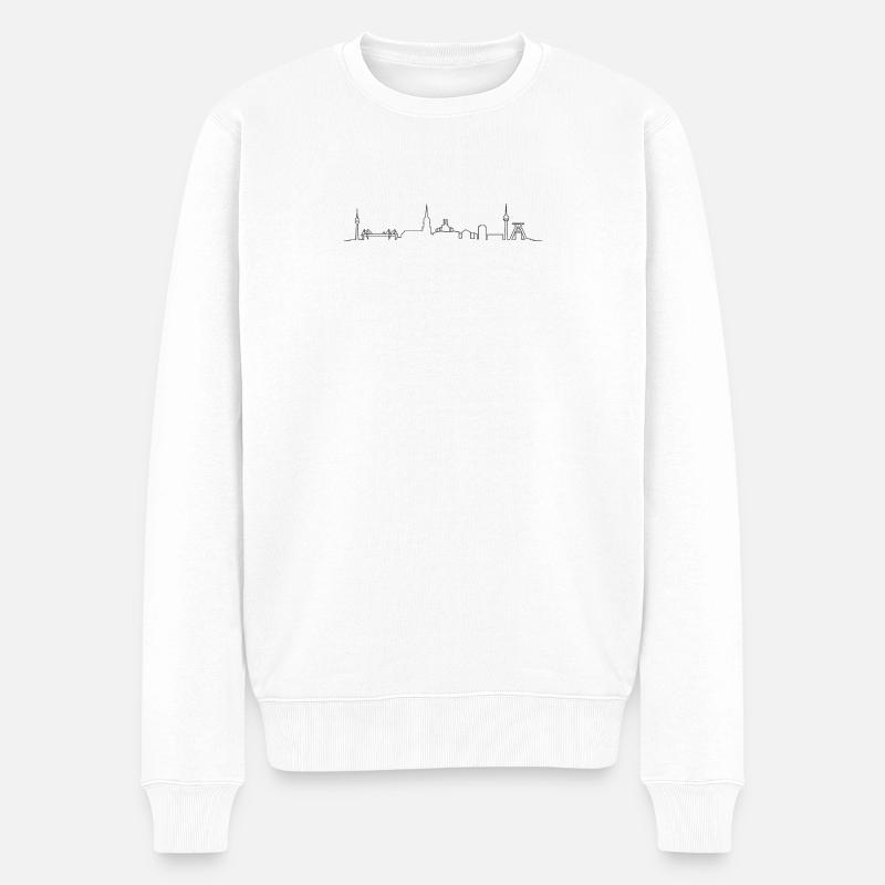 Stadt-Silhouette / Skyline Dortmund - Männer Premium Bio Pullover - Weiß