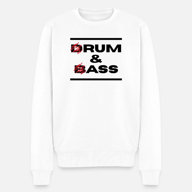 Drum & Bass / Rum & Ass (Schwarze Buchstaben) - Männer Premium Bio Pullover - Weiß