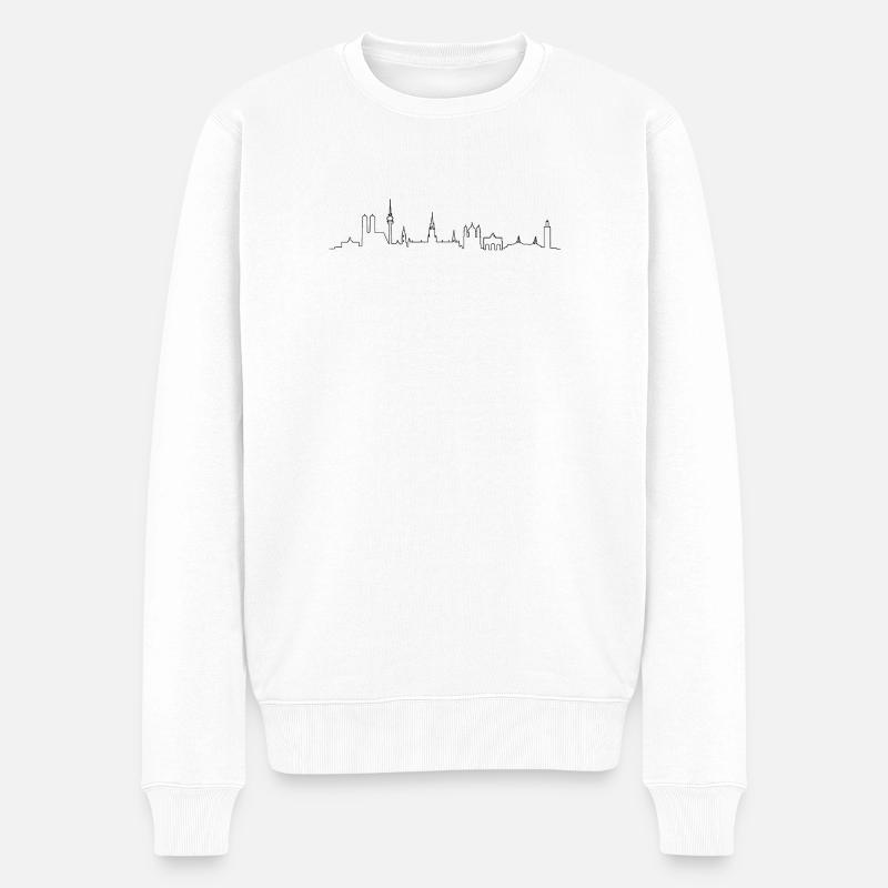 Stadtlinien Silhouette München - Männer Premium Bio Pullover - Weiß