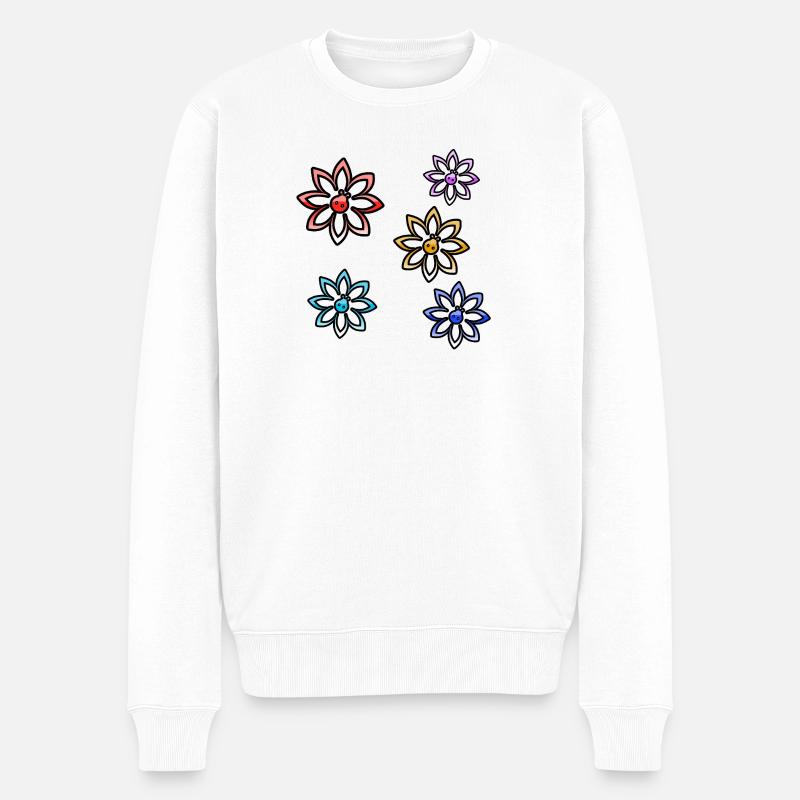 Blumen - Männer Premium Bio Pullover - Weiß