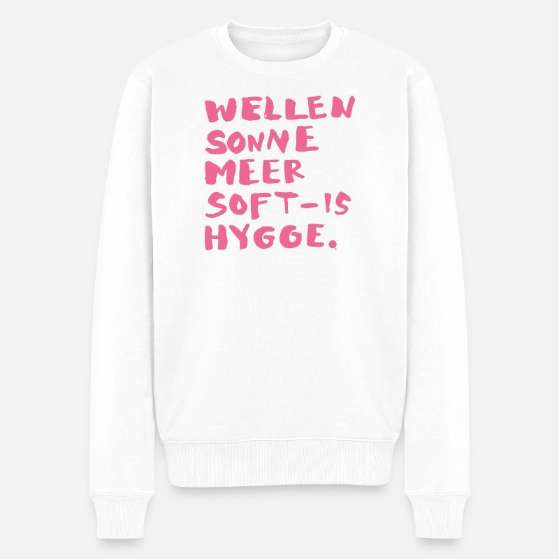 hygge words pink - Männer Premium Bio Pullover - Weiß