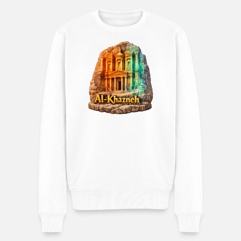 AlKhazneh Petra Regenbogen - Männer Premium Bio Pullover - Weiß