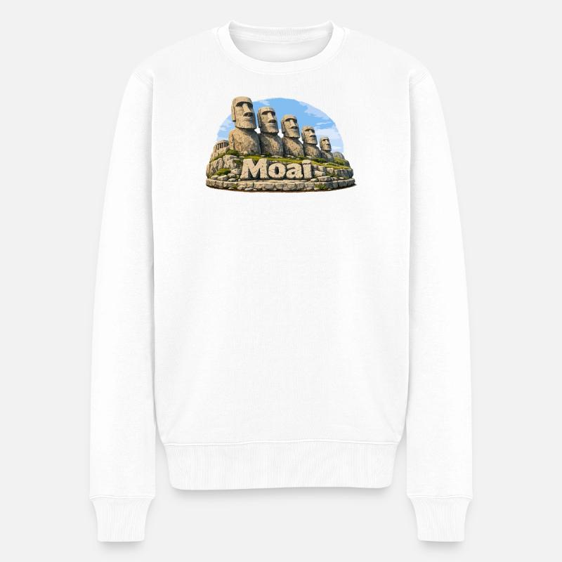 Graphique de l’île Moai Images - Pull Premium bio Homme - blanc