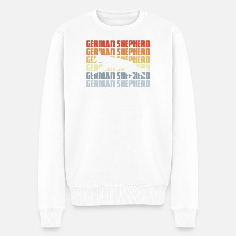 Deutscher Schäferhund Silhouette Retro - Männer Premium Bio Pullover - Weiß