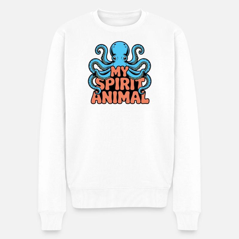 Oktopus Spirit - Männer Premium Bio Pullover - Weiß