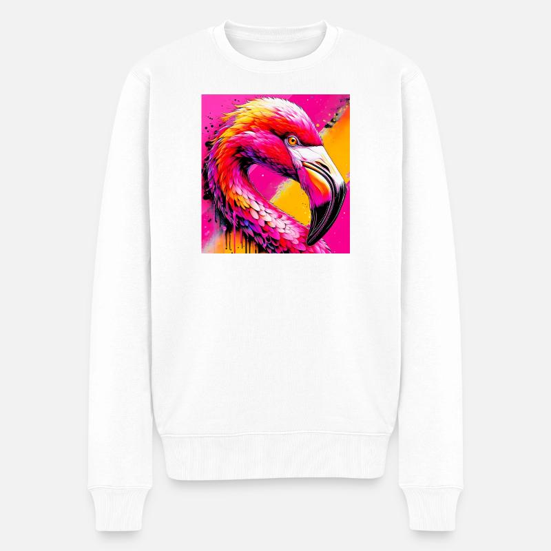 Flamingo - Männer Premium Bio Pullover - Weiß