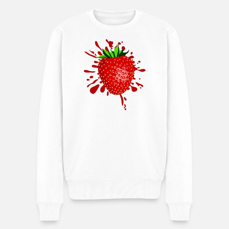 Erdbeer Spritzer Fruchtkunst - Männer Premium Bio Pullover - Weiß
