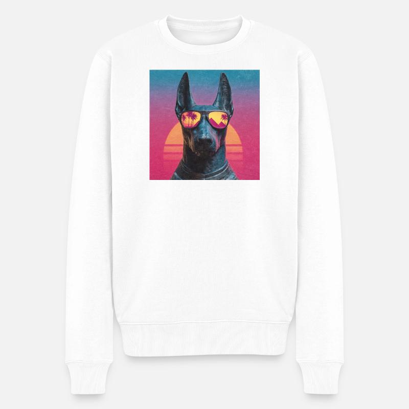 Anubis Synthwave - Dieu en vacances - Pull Premium bio Homme - blanc