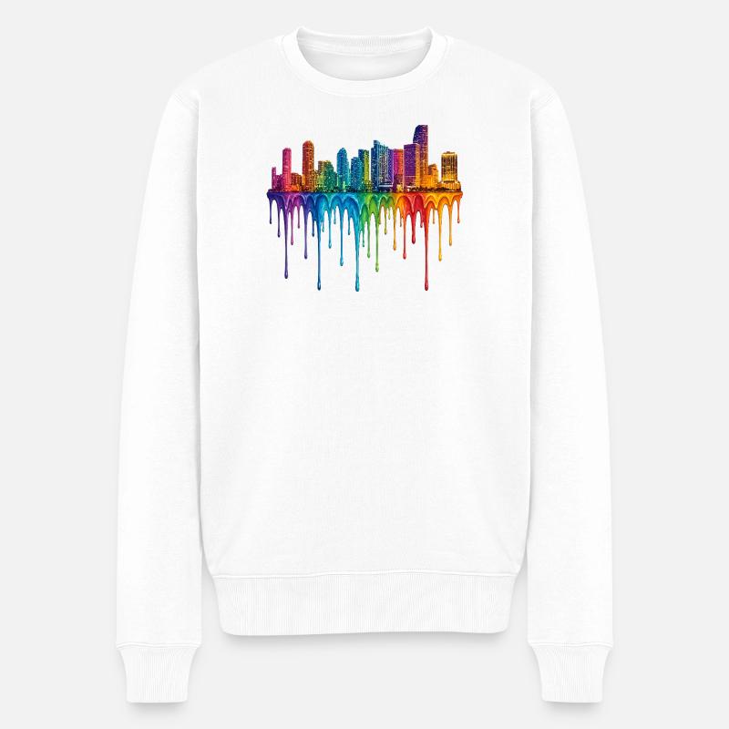 Miami, Floride, Art dégoulinant - Pull Premium bio Homme - blanc
