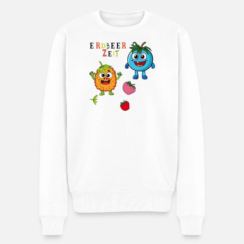 Erdbeerzeit - Männer Premium Bio Pullover - Weiß