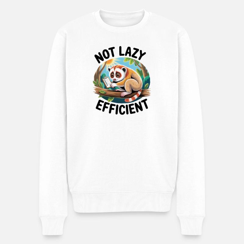 Nicht faul | Effizienter Plumplori - Männer Premium Bio Pullover - Weiß