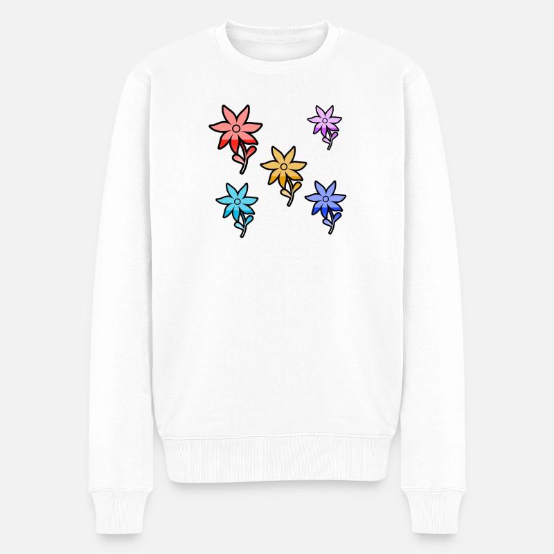 Blumen - Männer Premium Bio Pullover - Weiß
