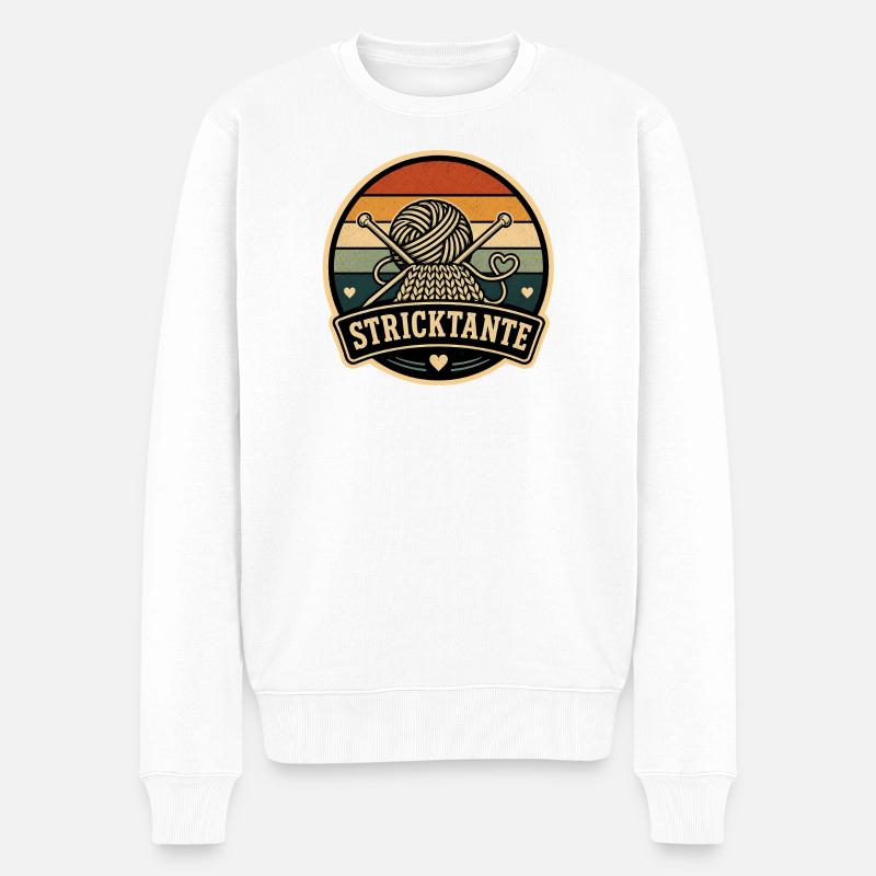 Stricktante Retro - Männer Premium Bio Pullover - Weiß