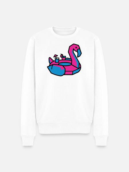 Flamingo Schwimmtier Pool Party - Männer Premium Bio Pullover - Weiß