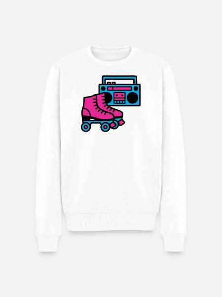 Roller Skates Boombox 80s Retro - Men's Premium Organic Jumper - white
