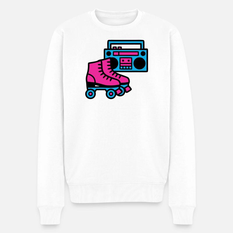 Roller Boombox Rétro années 80 - Pull Premium bio Homme - blanc