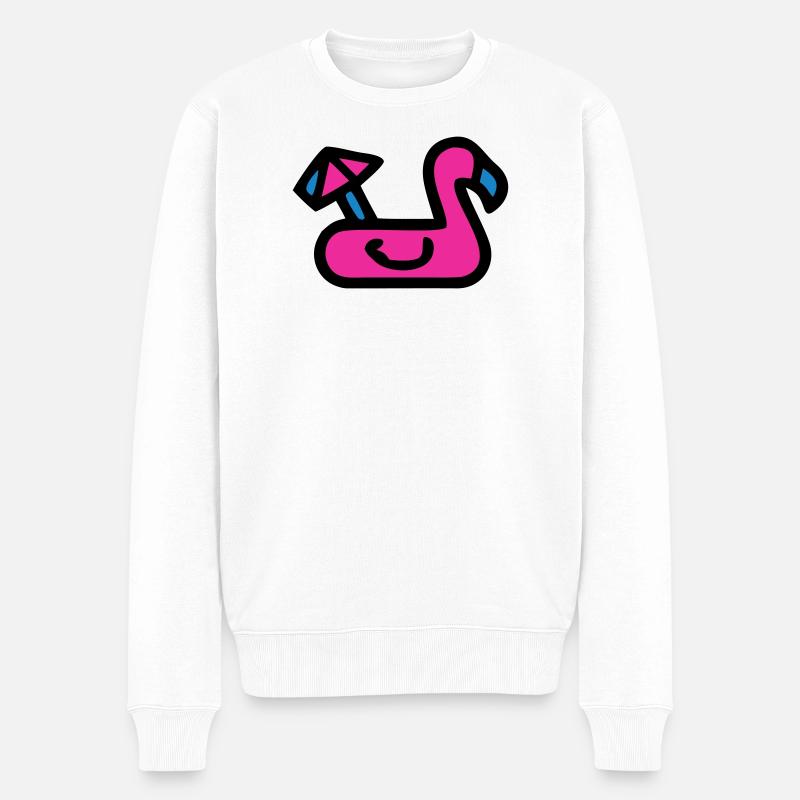 Flamingo Luftmatratze Retro - Männer Premium Bio Pullover - Weiß