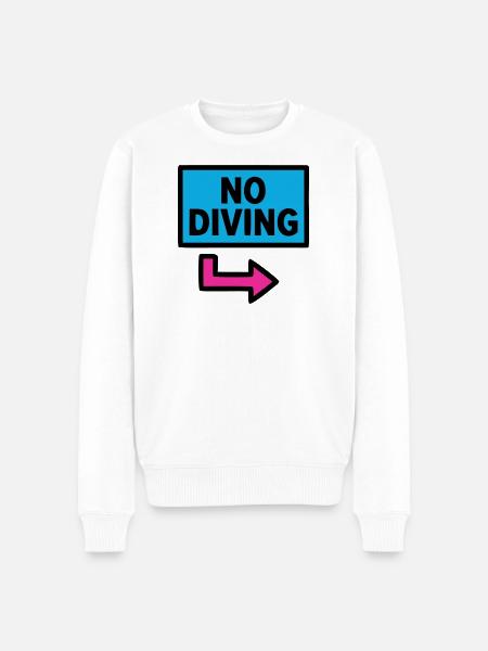 No Diving Schild Pool Retro - Männer Premium Bio Pullover - Weiß