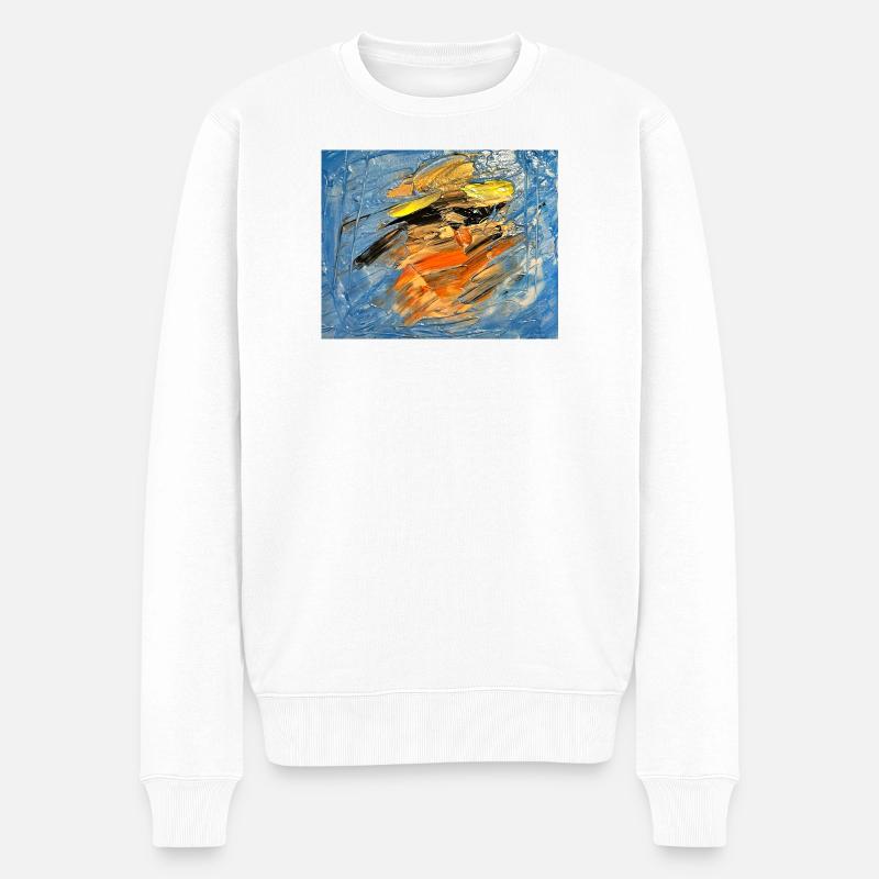 Tourbillon bleu orange - Pull Premium bio Homme - blanc