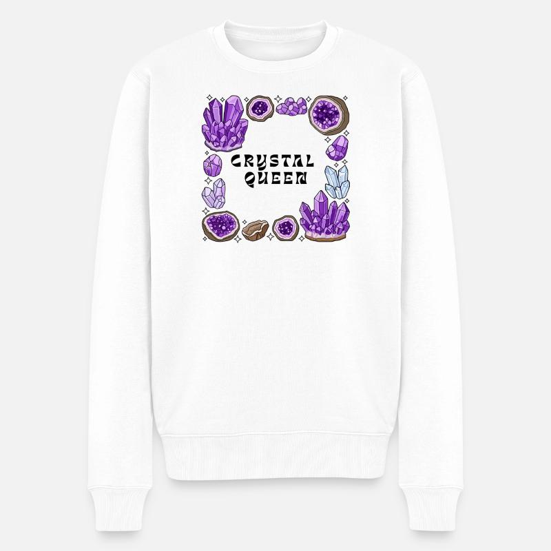 Amnetyst Kristallgeode Kreis - Männer Premium Bio Pullover - Weiß