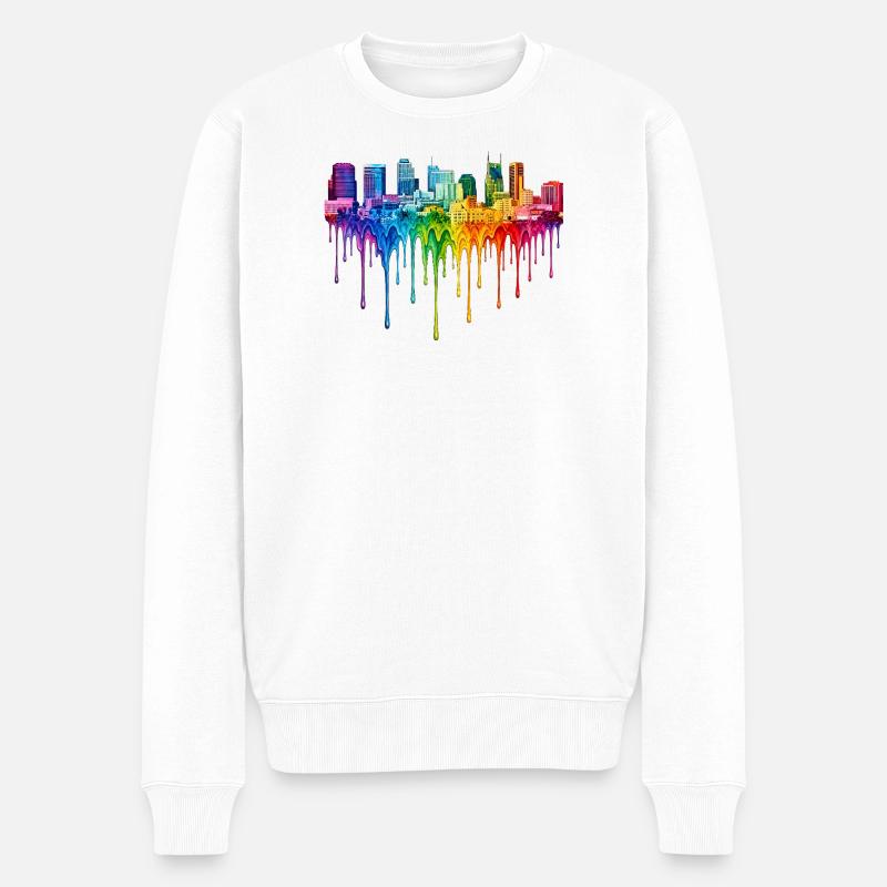 Nashville Tennessee Tropfende Kunst - Männer Premium Bio Pullover - Weiß